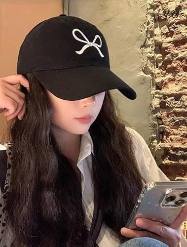 Trendy Bow-Tie Baseball Cap for Women and Men Trucker Hats Y2k Adjustable Fashion Sun Hat with Visor for Hiking & Travel thumbnail 6