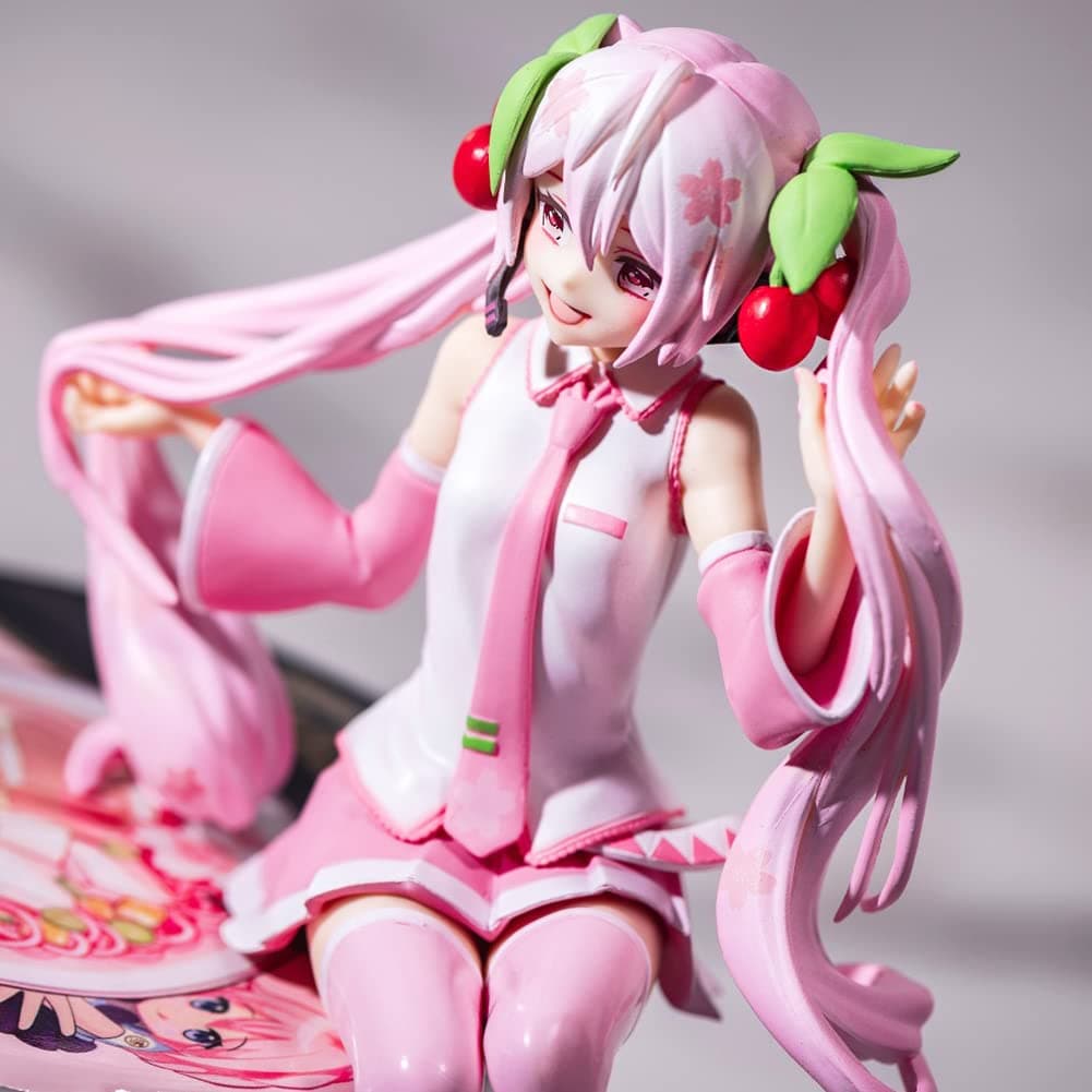 Anime Pink Miku Action Figures 15cm Seated Pose Anime Figures Statue Miku Noodle Stopper Collection Desktop Decoration Birthday Gift thumbnail 3