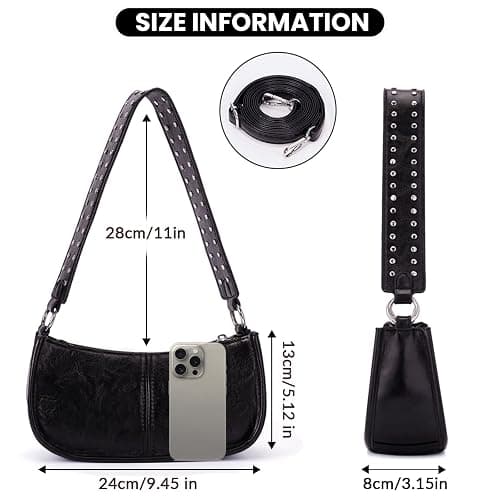 GETERUUV Shoulder Bags for Women Y2k Purse and Handbags Retro Studded Crossbody Bag Small Shoulder Purse Leather Hobo Handbag thumbnail 6