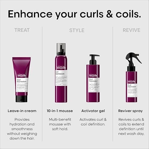L'Oréal Professionnel Paris Curl Expression 10-in-1 Mousse - Multi-Benefits For Curly and Coily Hair - Defines and Strengthens Curls With Heat Protection, Silicone, Paraben and Alcohol-Free thumbnail 9