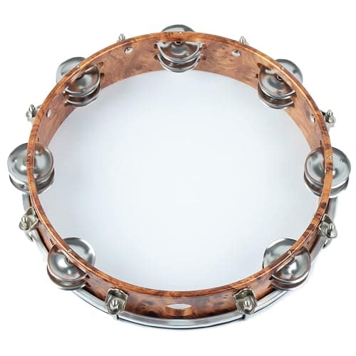 MUSCELL Tambourine for Adults,Hand Held Plastic Tambourines Drum Double Row Metal Jingles Musical Instrument-10" thumbnail 4