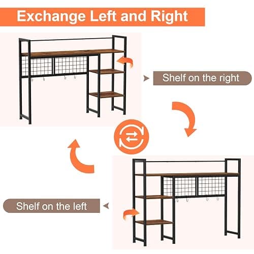 Snughome Desk Shelf, 38.6" Desktop Organizer Shelf, Desk Hutch for Computer Monitor, 4 Tier Desk Display Rack with Pegboard Hooks Set, Wood Desktop Bookshelf for Home Office Dorm thumbnail 9
