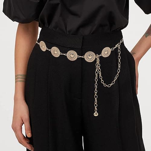 HIQUACC Women's Chain Belt Metal Waist Belt Chunky Belly Link Belt thumbnail 7