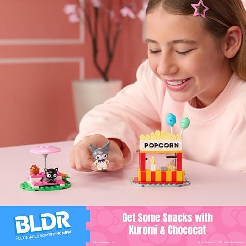 BLDR Hello Kitty and Friends Kuromi’s Popcorn Stand Building Set - Kuromi & Chococat Poseable Minifigures - Gifts for Kids & Sanrio Fans Ages 8+, 0129 thumbnail 2