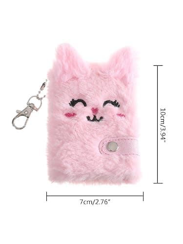 RDTGHY 1 Pcs Plush Cat Keychain Notebook Mini Portable Notepad with Keyring Cute Address Book for Kids Students Journaling Note Taking Random Color thumbnail 5