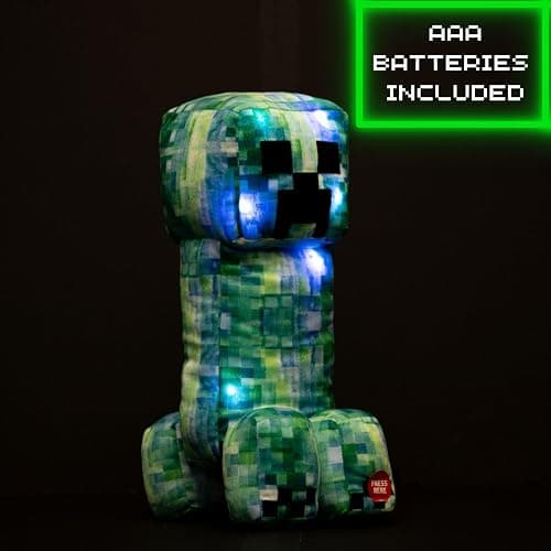 Jay Franco Minecraft Charged Up Creeper Pillow Buddy - Light up Plush - Super Soft Polyester Microfiber Character Pillow with LED Lights, 16 Inches thumbnail 2
