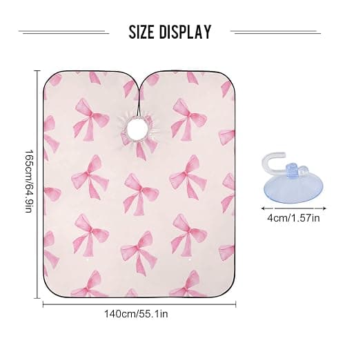 Burbuja Pink Bow Barber Cape, Hair Cutting Cape with Adjustable Neckline Waterproof Polyester Salon Barber Cape for Unisex Adult thumbnail 3