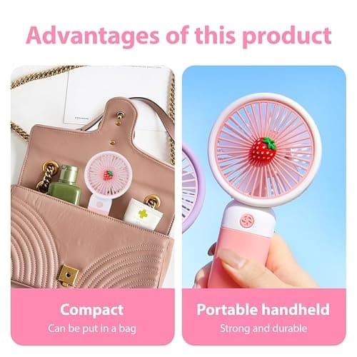 Tomedeks omedeks Handventilator,Mini Ventilator mit 400mAH Wiederaufladbarer Akku,Persönlicher Tragbarer Hand Ventilatoren Batteriebetrieben mit 3 Geschwindigkeiten,Perfekt für Reisen im Freien thumbnail 4