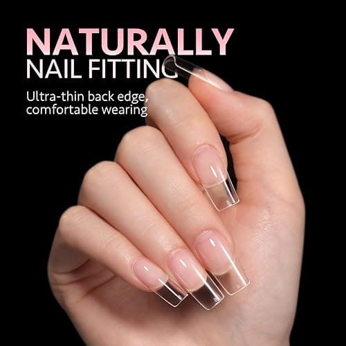 GAOY Medium Square Fake Gel Nail Tips, 12 Sizes False Full Cover Acrylic Press on Nails, 240Pcs Soft Half Matte Tips thumbnail 3