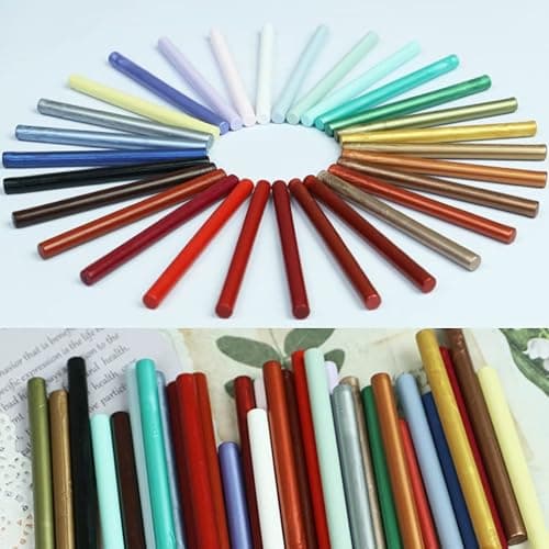 Pearl White Wax Seal Sticks, ONWINPOR 30pcs Glue Gun Metallic White Wax Sealing Sticks for Waxseal Stamp, Wedding Invitations, Envelope Letter Sealing (Pearl White) thumbnail 5