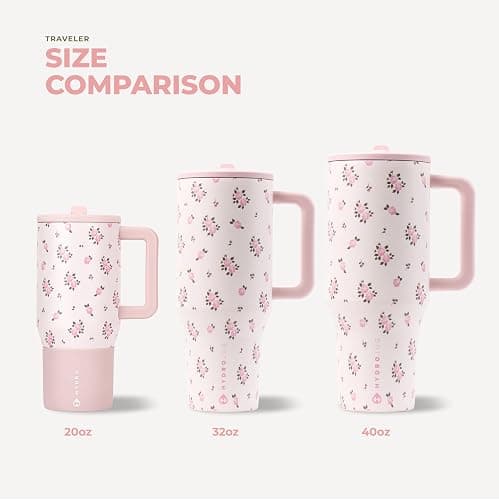 HydroJug Traveler 32oz, Insulated Tumbler with Handle & Straw, Wildrose thumbnail 6