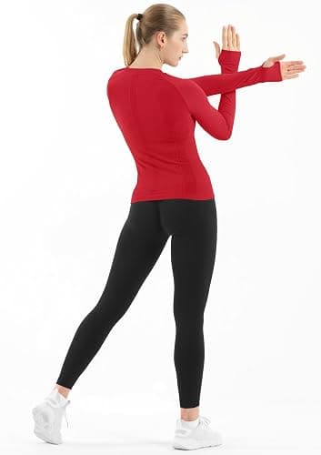 MathCat Seamless Workout Shirts for Women Long Sleeve Yoga Tops Sports Running Shirt Breathable Athletic Top Slim Fit thumbnail 4