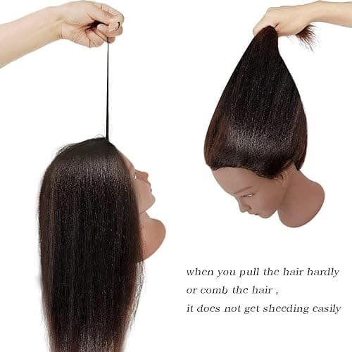FABA Mannequin Head Human Hair with Clamp Stand-100% Real Hair Mannequin Head for Makeup Practice Dark Brown Doll Head Styling 20"-22" Cosmetology Manikin Doll Head for Hair Styling thumbnail 2