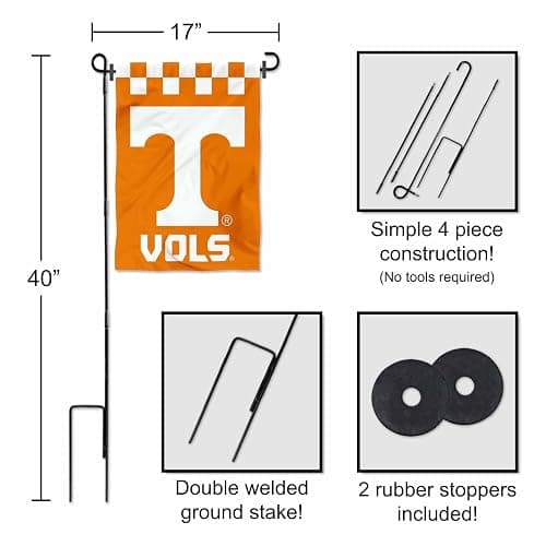 Tennessee Volunteers Checkerboard Garden Flag with Stand Holder thumbnail 4
