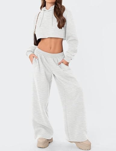 LOMON Wide Leg Sweatpants Women Fleece Sweat Pants Fall Clothes 2025 Teen Girl Baggy Jogger Sweatpant with Pockets thumbnail 5