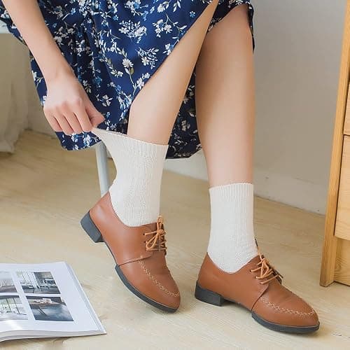 Mcool Mary Womens Crew Socks, Casual Knit Cotton Comfy Breathable Cool Dress Socks for Girls 6 Pack thumbnail 3