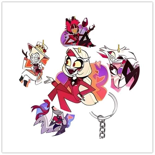 JinYu 5pcs Anime Keychain and 50pcs Stickers Acrylic Keyring for Backpack Bag Pendent Key Ornaments thumbnail 3
