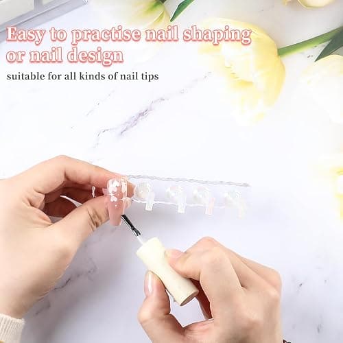 BQAN 2 Set Nail Holder for Painting Nails, Transparent Acrylic Nail Stand for Press on / Fake Nail Tips Training / Nails Display with 96 Pcs Reusable Adhesive Putty thumbnail 6