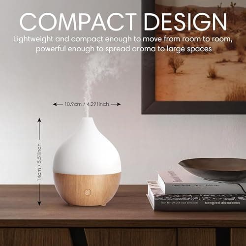 SALKING Essential Oil Diffuser, 100ml Small Aromatherapy Ultrasonic Cool Mist Humidifier with Warm White Lights, Auto Shut-Off Function, for Office Home thumbnail 5