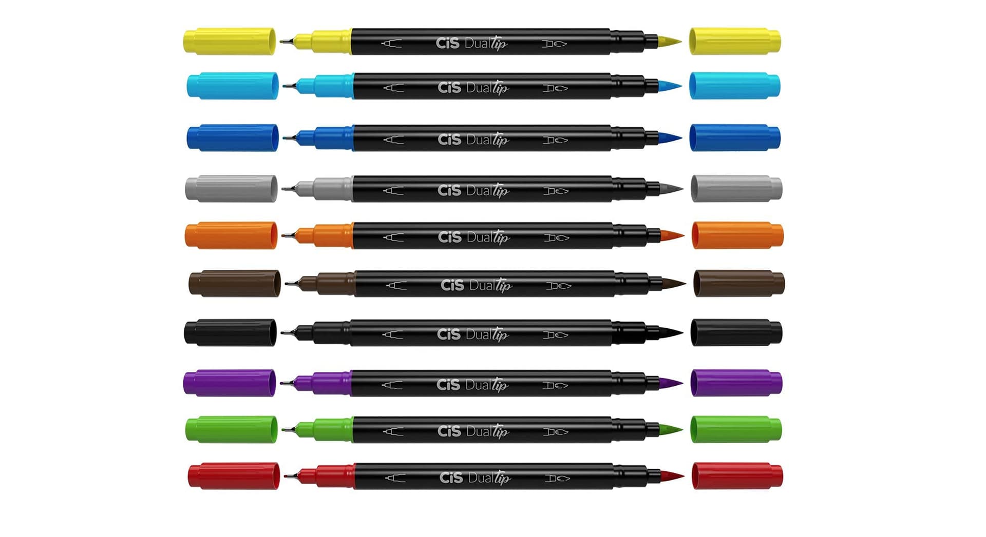 Caneta Pincel dual Tip Aquarelável com 10 cores Cis thumbnail 2