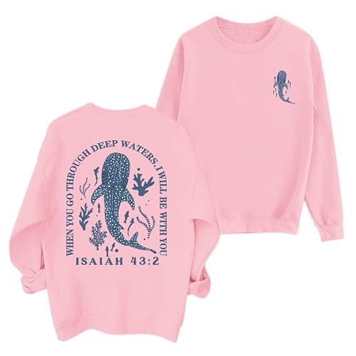 Sulayesh Christian Whale Shark Sweatshirts for Women Jesus God Bible Verse Hoodie Religious Faith Graphic Long Sleeve Shirts - Image 1