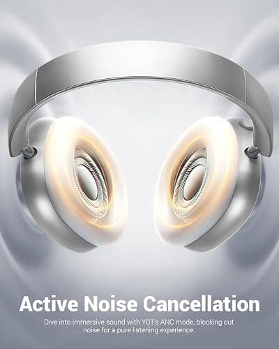 Wentronic Y01 Wireless Noise Canceling Headphones Bluetooth 5.3 Over Ear Headphones with Microphone, Hi-Res Audio, 48H Playtime, Foldable Comfortable Earpads,Compatible with iOS,Android,PC, Silver thumbnail 3