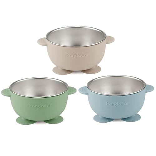 PandaEar 3 Pack Stainless Steel Baby Bowls with Suction, Non-Slip Toddler Bowls with Silicone Sleeve for Kids Infants Children, Unbreakable & Mess Free thumbnail 4