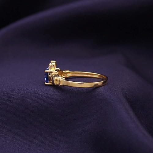 Claddagh Heart Ring, Center 6MM Simulated Birthstone with White Cubic Zirconia, Gemstone Rings for Women in 14K Gold Plated 925 Sterling Silver Jewelry Gift for Her thumbnail 2
