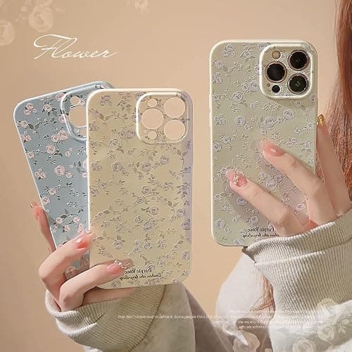 Ownest Compatible with iPhone 14 Plus Case Vintage Floral Rose Pattern Cute Design for Women Girls Fashion Slim Soft Flexible TPU Rubber for iPhone 14 Plus-White thumbnail 3