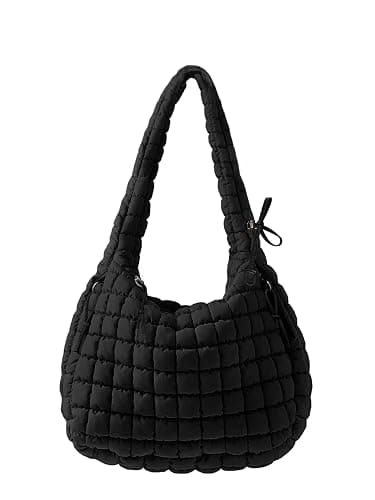 Quilted Tote Bag for Women, Nylon Puffy Hobo Crossbody Shoulder Bag Purse | Adjustable Strap,Zipper Pockets, Fits 13-Inch Laptop, Handbag, Teacher, Nurse, Student, Work, Travel, College, Gym,Gift - Image 1