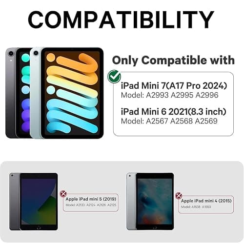 GreenLaw Keyboard Case for iPad mini 7(2024) & Mini 6 (2021) 8.3", Touchpad Keyboard with 7 Color Backlit, Type-C Rechargeable, 360° Rotate Keyboard Case for iPad mini 7th/6th Generation, White - For iPad 8.3 inch Mini 7/ 6 - White thumbnail 2
