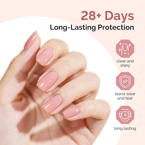 MelodySusie Top Coat Builder Gel Base Coat No Wipe Glossy Set Long Lasting Shine Finish Soak Off UV LED Nail Lamp Nail Polish Art Design Manicure Kit Perfect Gifts for Women Girls 3 Pcs 15ml Clear thumbnail 2