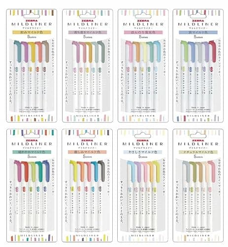 Zebra Mildliner Soft Color Double-Sided Highlighter Pens 40 Full Color Assorted with Sarasa Clip Pen Black 0.5mm and Original Vinyl Pen Case thumbnail 2