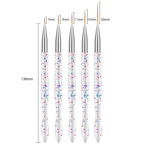 5Pcs Nail Art Liner Brushes, Etercycle Nail Gel Polish Painting Brush Set, Thin Nail Art Dotting Drawing Pen (7/9/11/15/20mm) thumbnail 3