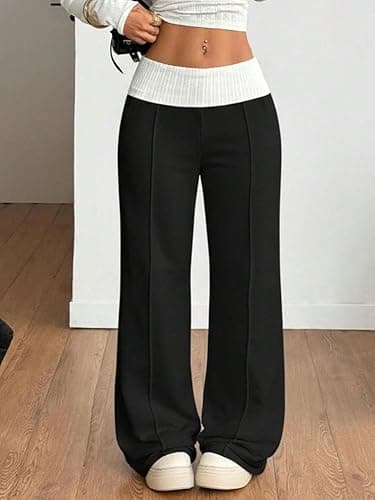 Luckydora Women's Wide Leg Sweatpants Women High Waisted Baggy Pants Casual Pull on Y2k Straight Pants thumbnail 4