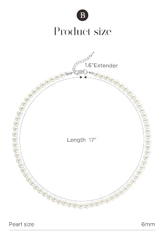 BABEYOND Collier Ras du Cou-Perles d'Imitation pour Femme Collier Court Rond Perle Simple pour Mariage Valentin Blanc thumbnail 7
