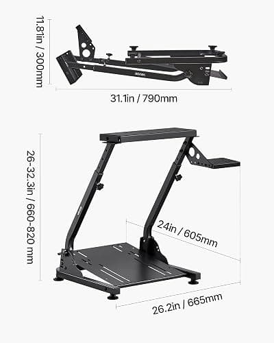 VEVOR Racing Wheel Stand, Adjustable & Foldable Simulator Stand for Logitech G29 G27 G920 G923, Thrustmaster T300RS T300GT T248 TS-PC TSXW Gaming Cockpit,Pedals Simulator NOT Included | Fit for Logitech G29 G27 G920 G923, Thrustmaster T300RS T300GT T248 TS-PC TSXW Gaming Cockpit, Pedals Simulator NOT Included thumbnail 7