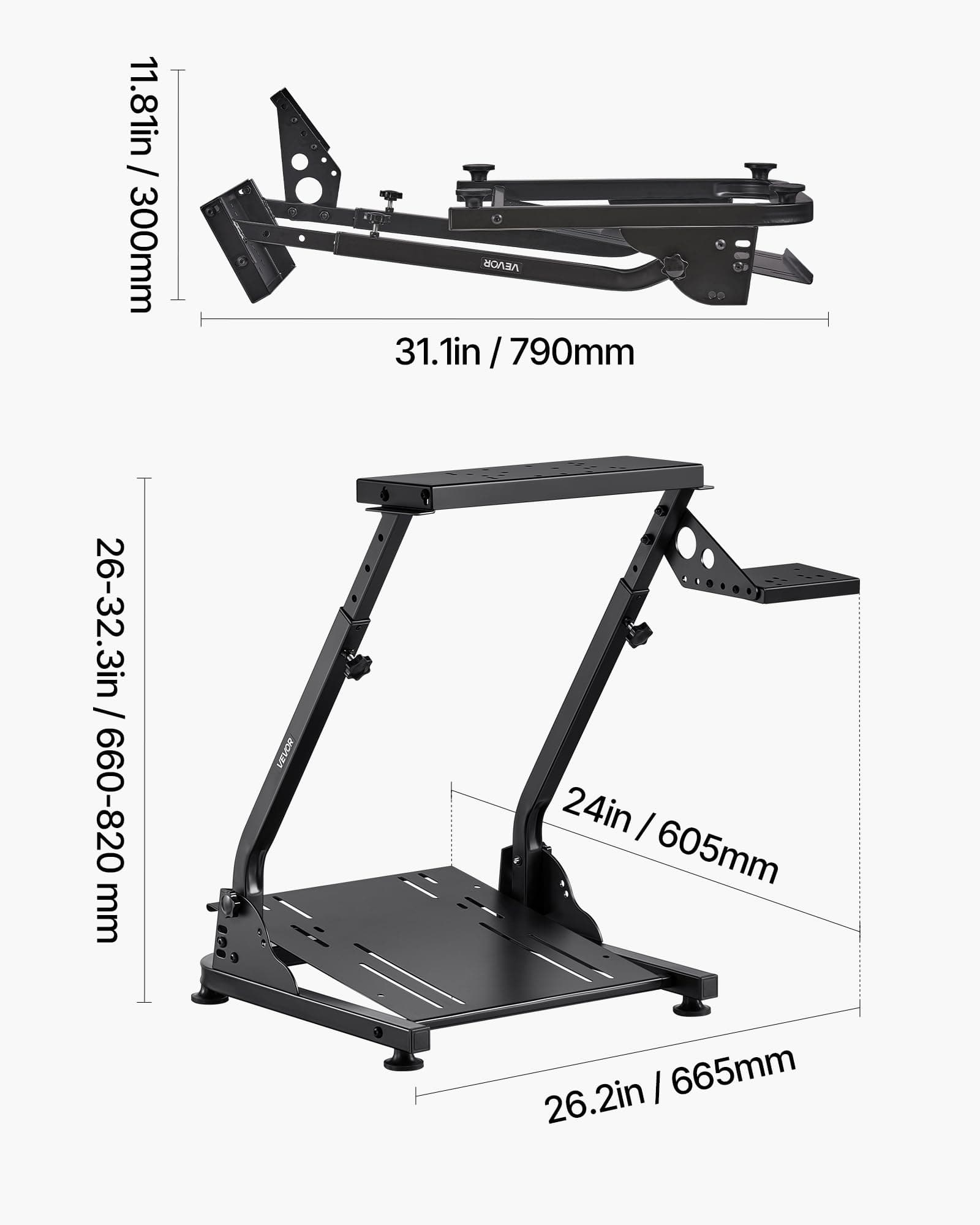 VEVOR Racing Wheel Stand, Adjustable & Foldable Simulator Stand for Logitech G29 G27 G920 G923, Thrustmaster T300RS T300GT T248 TS-PC TSXW Gaming Cockpit,Pedals Simulator NOT Included thumbnail 7