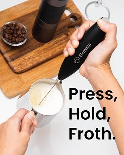 Elementi Electric Pink Milk Frother Handheld - Mini Whisk for Coffee, Matcha and Drinks - Portable Frother & Mixer with Stand (Pastel Pink) thumbnail 7