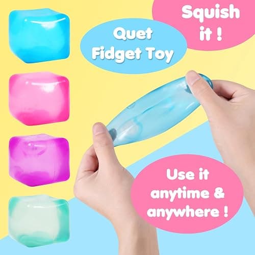 3pack Stress Cube Squishy Stress Balls for Adults Kids Fidget Toy for Your Best Mellow and Chill -Ice Cubes-Square Shape with Filling in Pink Purple Blue (3pcs Cube ) thumbnail 3