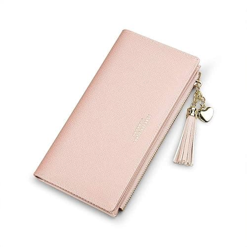 Womens Wallet Cute Elegant Long Slim Card Holder Case Minimalist Coin Purse Thin Tassels Zip Clutch Wallets for Girls Ladies - Image 1