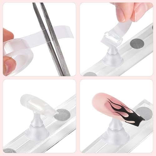 Etercycle Acrylic Nail Art Display Stand - Magnetic Practice Holder for Painting Nails With Double-sided Tape - Home DIY Salon Supplies (White) thumbnail 4
