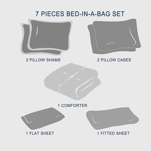 Anluoer Full Comforter Set 7 Piece, Pink Bed in a Bag with Shams, All Season Ruffle Shabby Chic Bedding Sets with 1 Comforter, 2 Pillow Shams, 2 Pillowcases, 1 Flat Sheet thumbnail 8
