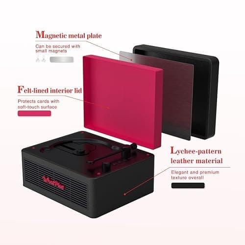 WhatPlus CD Player with Bluetooth Speakers, App Control, Magnetic Display | Color: Black and Pink. High-fidelity sound with a retro desktop design, ideal for home decor and gifting. thumbnail 4