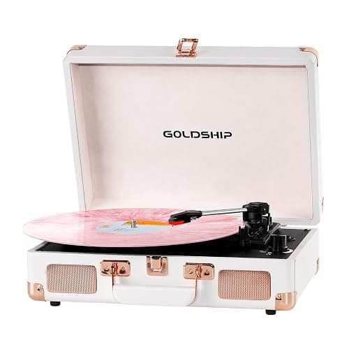 Portable Record Player 3-Speed Turntable Vintage Suitcase with Bluetooth, Built in Battery,3.5 mm Headphone Jack, RCA & Aux Ports for Outdoor - Image 1