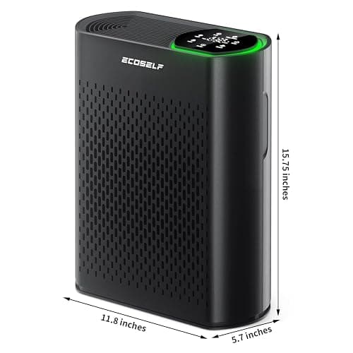 Powerful Air Purifiers for Home Large Room Up to 2400 Ft², ECOSELF HEPA Air Purifier with PM 2.5 Air Quality Display 20dB Sleep Mode, Air Purifiers for Bedroom Office Living Room HAP602 Black thumbnail 9