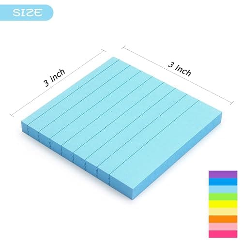 Early Buy Lined Sticky Notes with Lines 3x3 Self-Stick Notes 9 Bright Color 9 Pads, 70 Sheets/Pad thumbnail 3