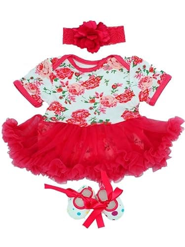 Reborn Baby Dolls Clothes Accessories Red Tutu Outfit for 17-23 Inch Reborn Newborn Baby Girl Clothing Set 【Super Cute Red Princess Dress 3pcs Set 】 - Image 1