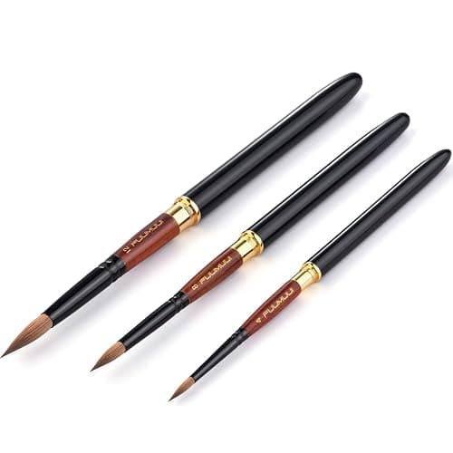 Kolinsky Sable Watercolor Brushes, Fuumuui Artist Travel Watercolor Paint Brushes with Pocket Size Leather Pouch Perfect for Watercolor Gouache Acrylic Ink Painting thumbnail 2