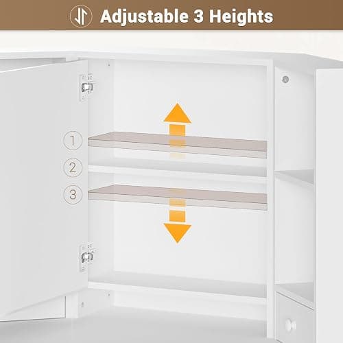 BTHFST Corner Vanity Desk with Lights and Charging Station, Makeup Vanity with Lights, Vanity Set with Mirror and Storage Stool, Makeup Table with Drawers, Rotating Shelves, White thumbnail 6